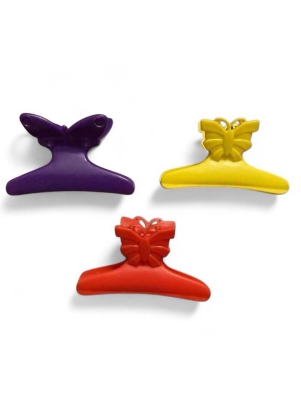 Vintage Butterfly Hair Claw Clips Set of 3 Purple Yellow Red 90s Y2K